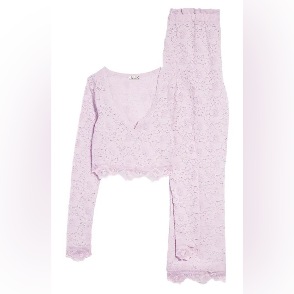 Free People Cloud Ride Lace Lounge Set XL Lavender Purple - Picture 3 of 9